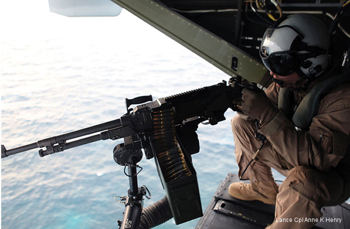 A M240D machine gun mounted on a <a href=/database/org/us_united_states_marine_corps>Marine Corps</a> aircraft