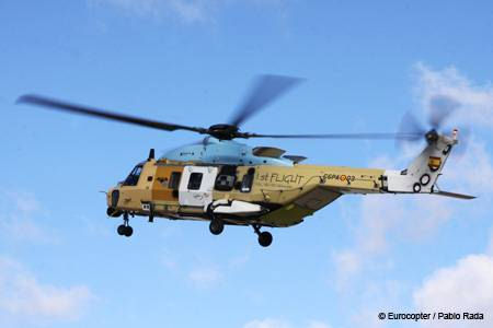 Maiden flight of the first NH90 to be assembled by Eurocopter España at its facility in Albacete 