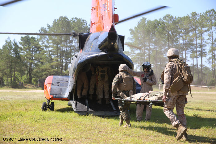 VMR-1 CH-46 conducts mass casualty drills