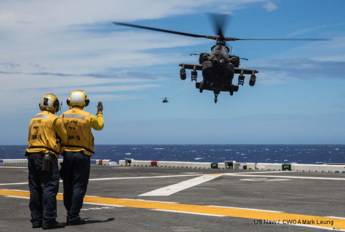 AH-64E perform first deck landing qualifications