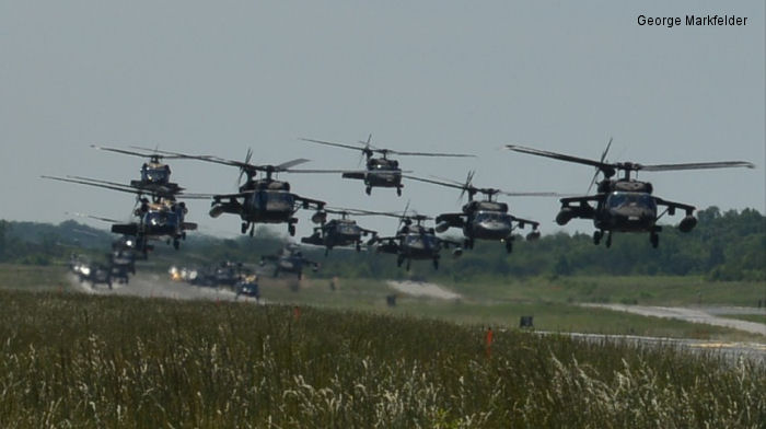 US Army 12th Aviation Battalion inventory ( 17 UH-60A Black Hawks and 7 UH-72A Lakota ) flew all together over Washington for the last time before their replacement with the UH-60L model 