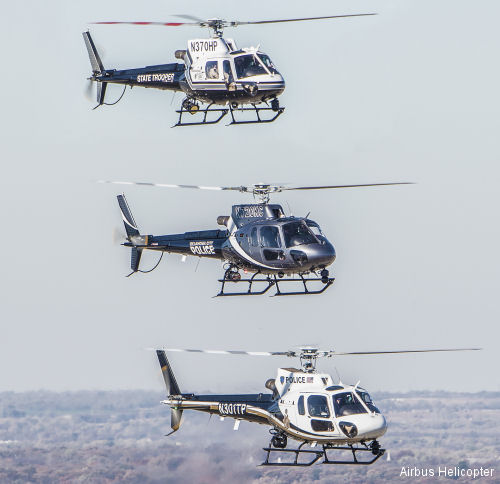 AS350B3e recently delivered to the Oklahoma Highway Patrol (<a href=http://www.helis.com/database/sqd/1709/>ODPS</a>),
one of the new Oklahoma City Police AS350B3e 
and a recently delivered AS350B2 from the <a href=/database/sqd/1518/>Tulsa Police</a>