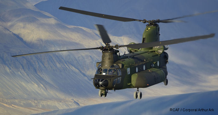 Canadian CH-147F Chinook helicopters were evaluate from CFB Petawawa  Ontario, to Alert Nunavut, and then to Iqaluit on Baffin Island Nunavut, spanned more than 8,600 kilometres.