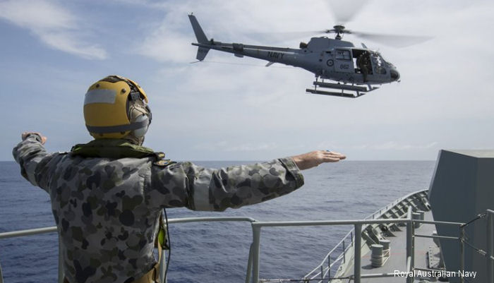 On its way to Anzac Cove and beyond, the Royal Australian Navy frigate HMAS Anzac has kept itself busy with daily flying operations using the ship’s embarked AS350BA Squirrel helicopter.
