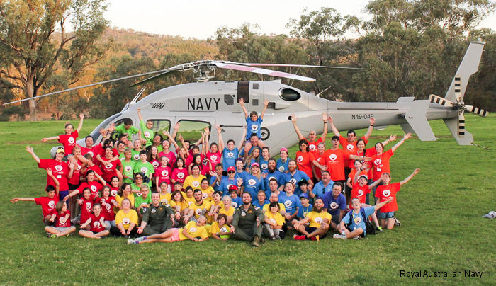 Royal Australian Navy Bell 429 from 723 Squadron visited Camp Quality  Childrens  Family Cancer Charity
