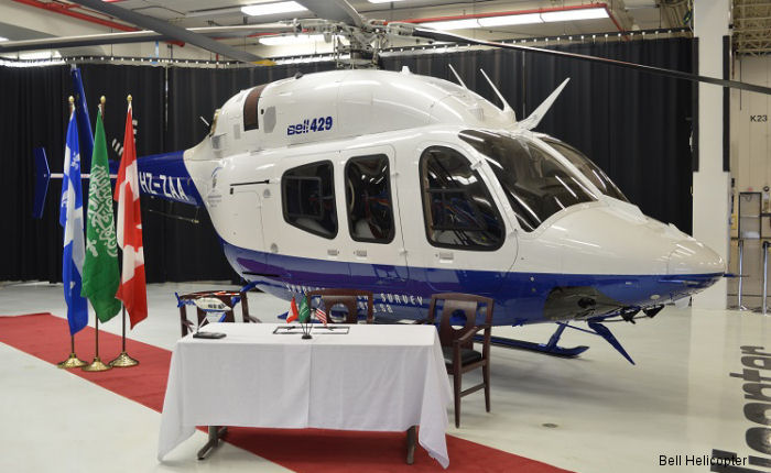 Bell Helicopter announced the delivery of a Bell 429 to Saudi Geological Survey (SGS). The aircraft is configured to perform utility roles in the Middle East.