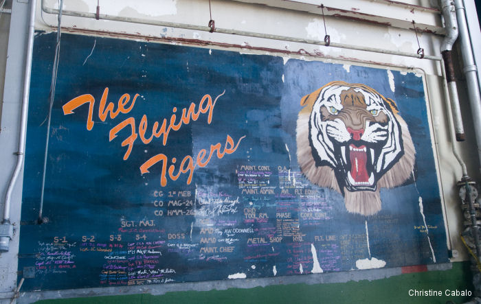 A piece of aviation history was discovered after uncovering a mural from HMM-262 “The Flying Tigers” inside Hangar 102 at Marine Corps Air Station Kaneohe Bay, Hawaii