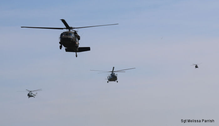 Three U.S. Black Hawks, two Croatian Mi-171sh and one Slovenian Bell 412,  all part of Multinational Battle Group-East (MNBG-E) were used in training exercise Operation Gold Rush