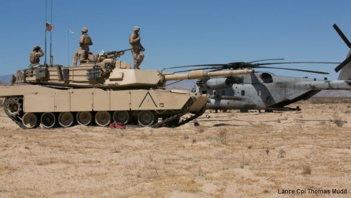 Marines of Company A, 1st Tank Battalion conducted a tactical refueling exercise with Marine Heavy Helicopter Squadron HMH-465 at Acorn Training Area, Air Ground Combat Center Twentynine Palms, California