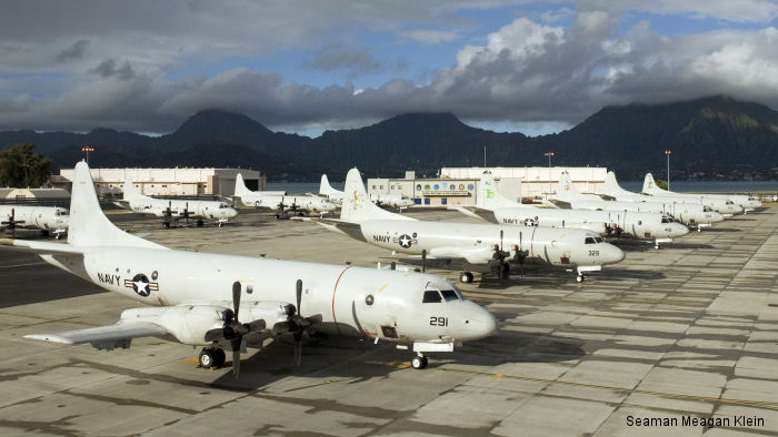 US Navy P-3 Orion patrol aircraft are leaving Kaneohe Bay