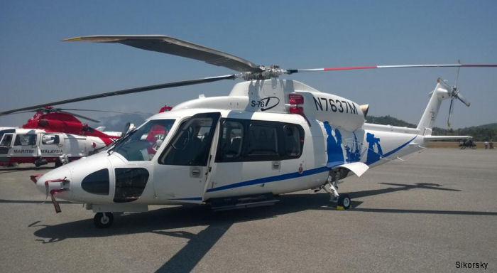 Sikorsky S-76D on display at LIMA 2015. <a href=/database/modelorg/1087/>MMEA Dauphin</a> on background