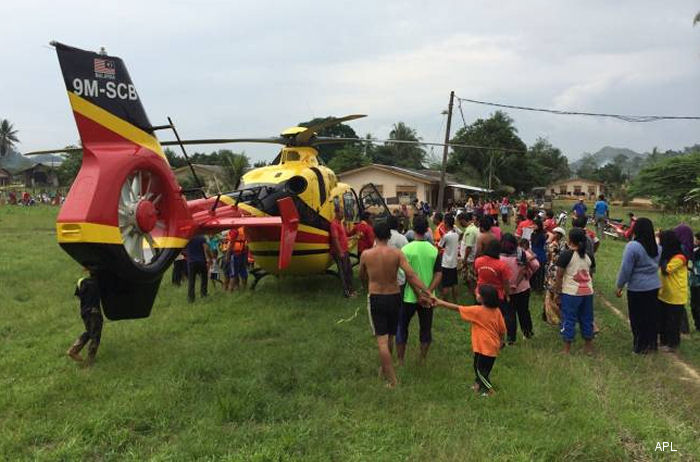 Malaysia flood victims get help from Airbus Helicopters machines
