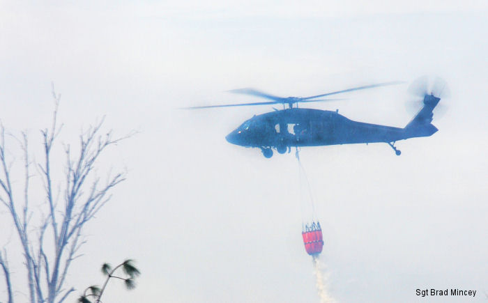 South Carolina Army National Guard Black Hawk from  2-151st SSABN (Security and Support Aviation Battalion) perform a fire fighting training exercise on April 10, 2015