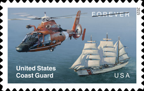 The U.S. Postal Service (USPS)  issues helicopter stamp to commemorate 225 years of US Coast Guard