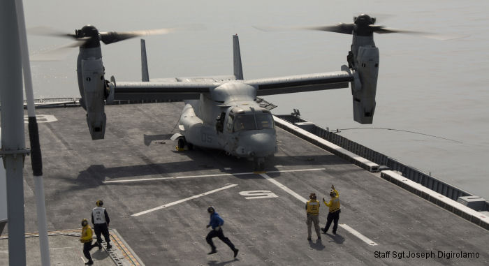 Ospreys land on Korean Amphibious Assault Ship