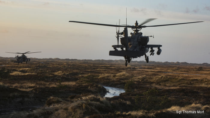 US Army AH-64 Apaches from 12th Combat Aviation Brigade supported the 1st and 2nd Brigades of the Royal Danish Army during Operation White Sword at the Oksbøl Training Area