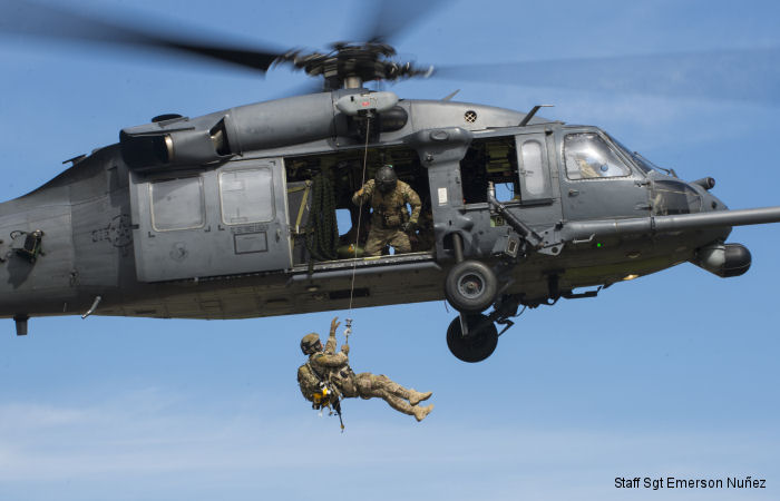 RAF Lakenheath new drop zone was the scenario for USAF 48th Security Forces Squadron, the 56th and 57th Rescue Squadron showcasing pararescuemen (PJs) in a CSAR demonstration from Pave Hawk helicopter