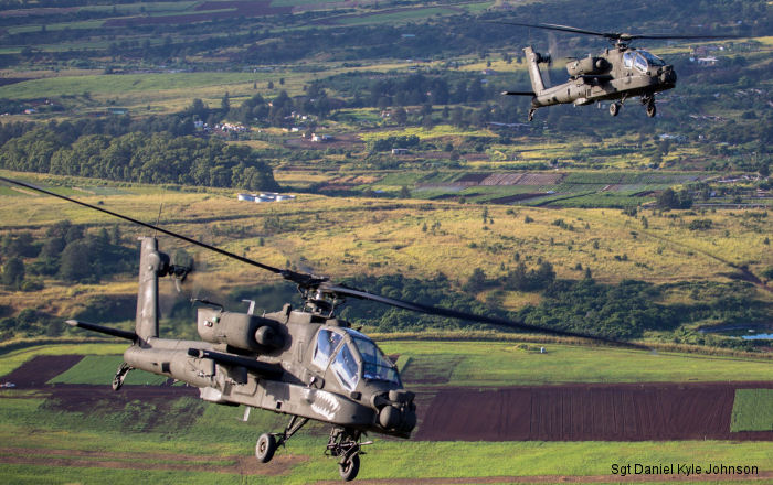 US Army s AH-64E Apache Guardians from 7th and 25th Infantry Divisions Combat Aviation Brigades or CAB will have a six-month training partnership on Joint Base Pearl Harbor Hickam, Hawaii