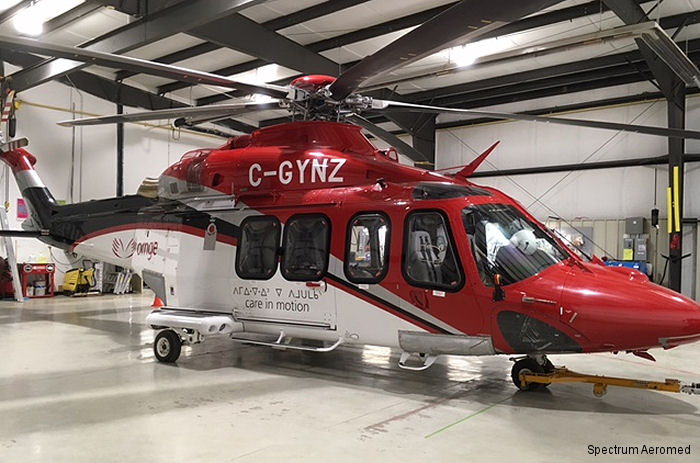 Spectrum Aeromed interior was installed on an AW139 for Ornge,  Ontario’s air ambulance, base in Moosonee