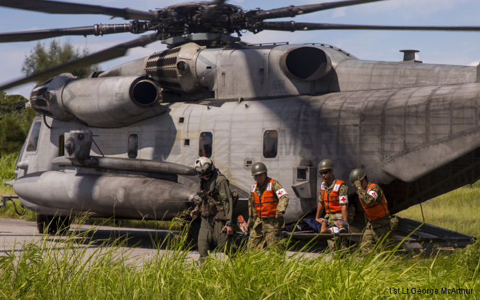 US Marines HMH-361 CH-53E Super Stallions participated with the Japan Ground Self-Defense Force (JMSDF) and Okinawa emergency services in Exercise Chura-Shima Rescue 2016