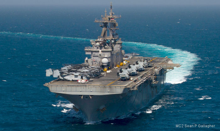 Wasp-class amphibious assault ship USS Essex (LHD-2) undergoing upgrades that will allow it to field the F-35B Joint Strike Fighter (JSF)