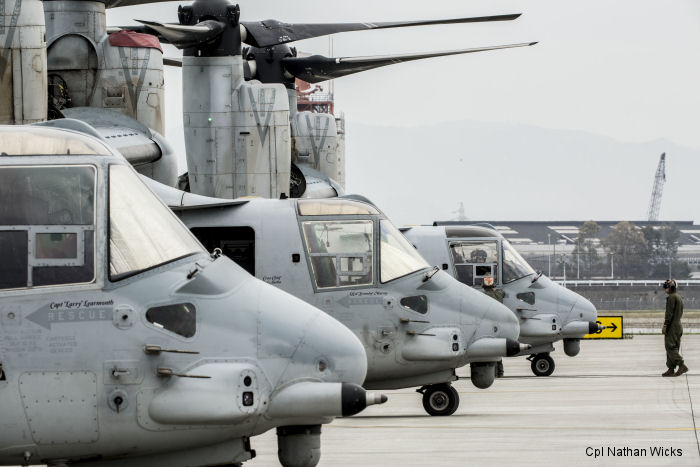 For the first time USMC MV-22B Ospreys were deployed in support of humanitarian assistance and disaster relief operations after the earthquake in Japan