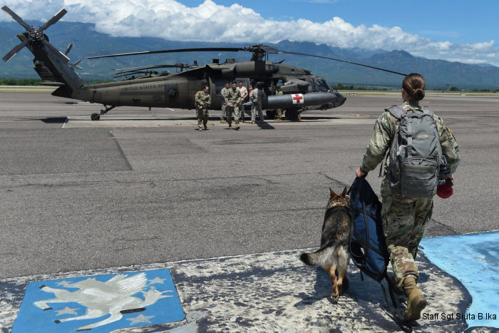 U.S. Joint Task Force-Bravo, based in Honduras, 1-228 AVN Black Hawk helicopters provided hoist training for the Joint Security Forces’ Military Working Dogs and handlers