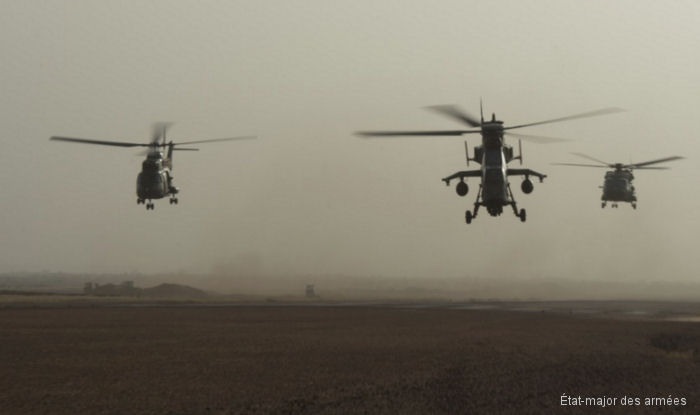 Four Gazelle, four Tiger, three NH90 Cayman and six Puma helicopters are operating with French forces in Operation Ossau, part of Operation Barkhane in Mali