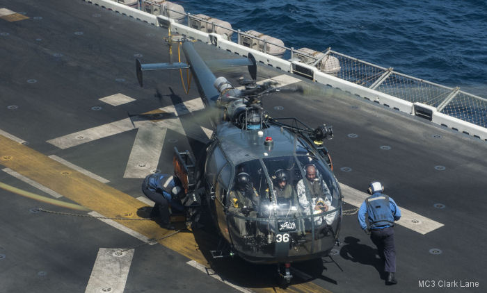 Pakistan Navy Alouette III on USS Makin Island