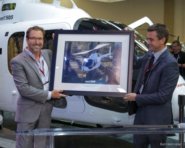 Bell Helicopter and Safran celebrated the first delivery of the Bell 505 Jet Ranger X during Heli-Expo 2017 which goes to the owner of Pylon Aviation