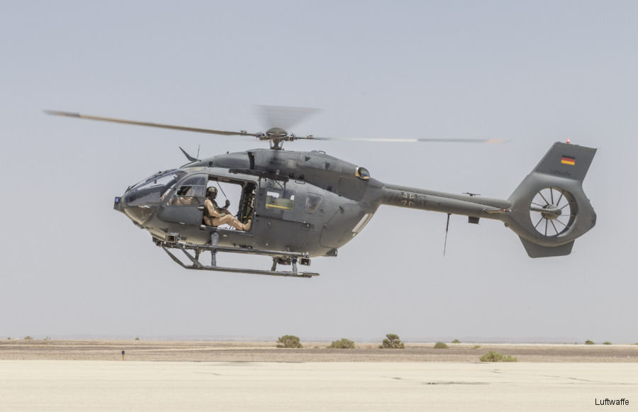 Luftwaffe Squadron 64 tested the new H145M / EC645T2 helicopter in the Jordan desert