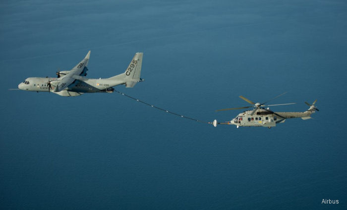 helicopter news January 2017 Airbus C295W Refuelling Contacts With H225M