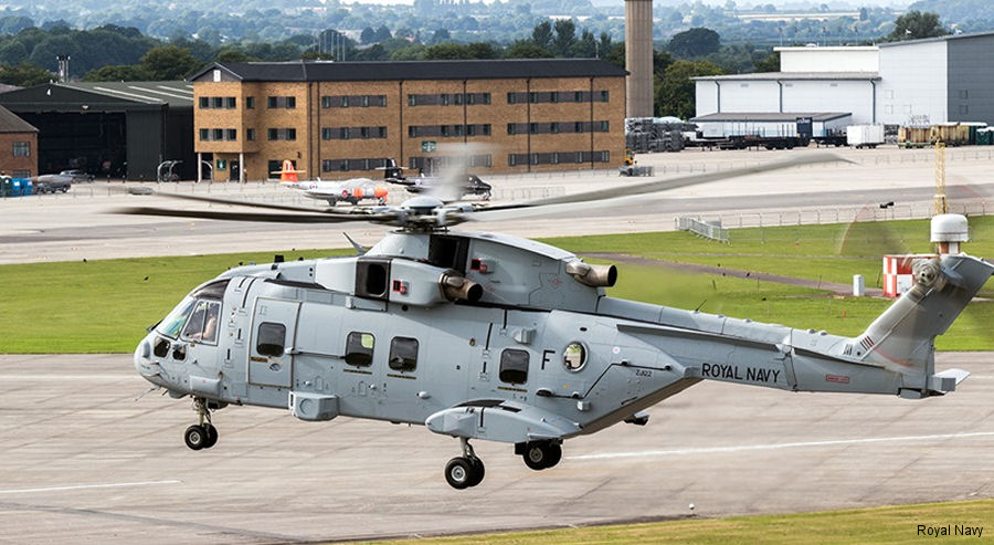 First former RAF Merlin in new configuration HC4 was displayed at the  Yeovilton Air Day 2017. Junglie Merlins, 25 to be delivered to the Commando Helicopter Force by 2020, are painted in pale grey
