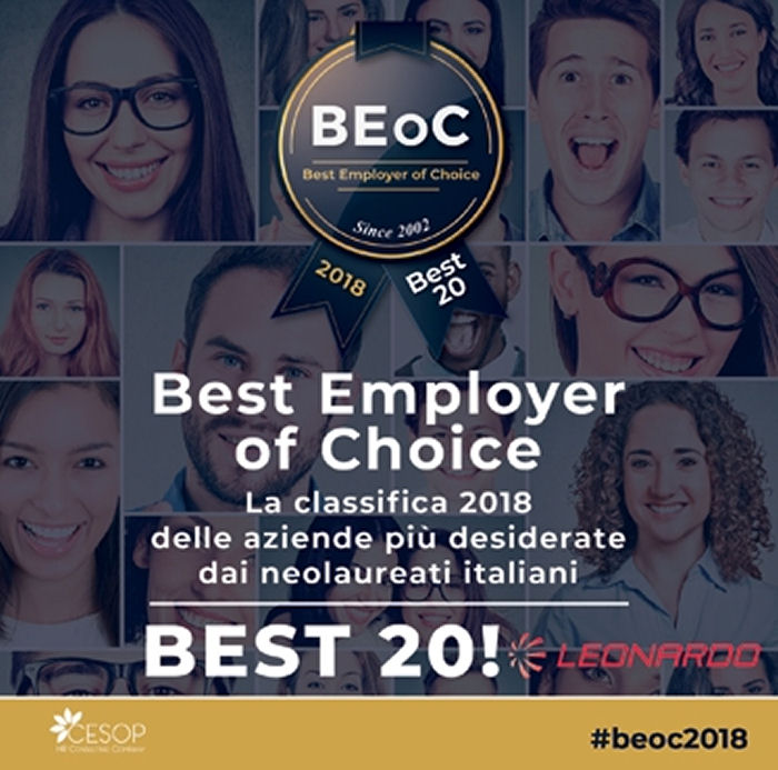 Leonardo Eight in the Best Employer Of Choice 2018
