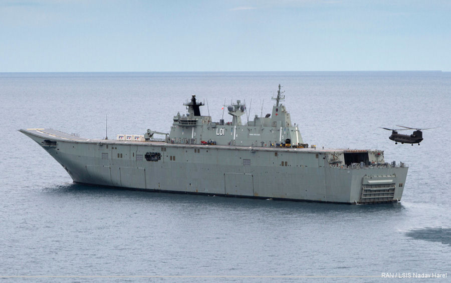 Singapore Chinook on HMAS Adelaide
