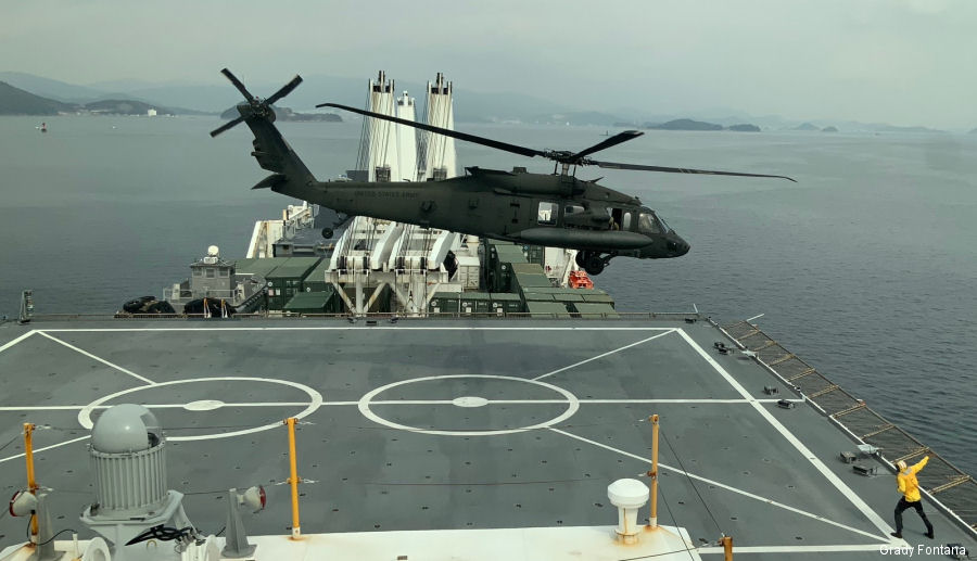 US Army Korea Black Hawks Conduct Deck Landings