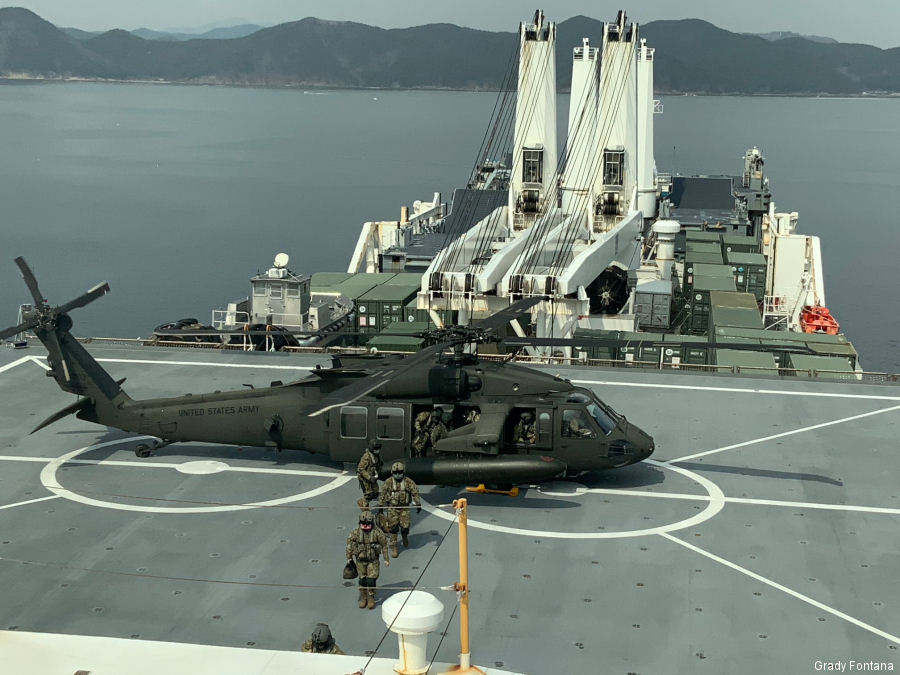 US Army Korea Black Hawks Conduct Deck Landings