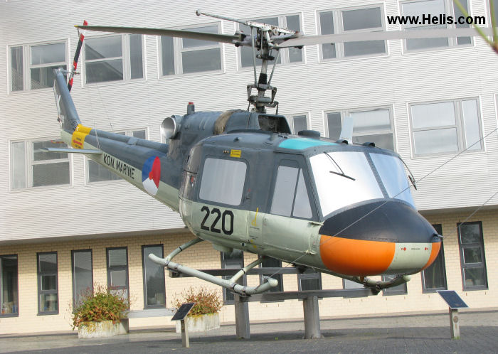 Helicopter Agusta AB204B Serial 3010 Register 220 used by Marine Luchtvaartdienst (Royal Netherlands Navy). Built 1962. Aircraft history and location