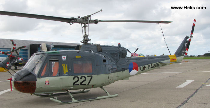 Helicopter Agusta AB204B Serial 3035 Register 227 PH-UEY used by Marine Luchtvaartdienst (Royal Netherlands Navy). Built 1963. Aircraft history and location