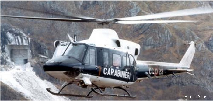Helicopter Agusta AB412SP Serial 25668 Register MM81437 used by Carabinieri (Italian Gendarmerie). Aircraft history and location