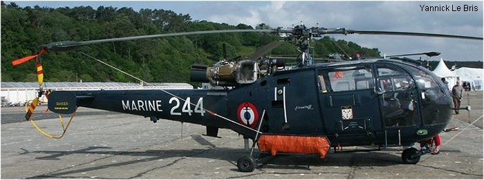 Helicopter Aerospatiale SE3160 / SA316A Alouette III Serial 1244 Register 244 used by Aéronautique Navale (French Navy). Aircraft history and location