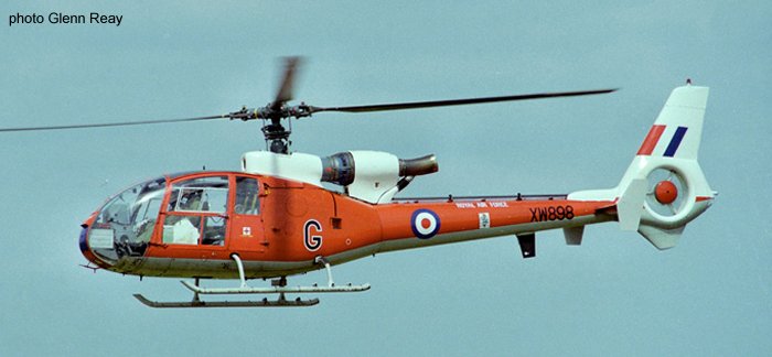 Helicopter Aerospatiale SA341D Gazelle HT.3 Serial 1191 Register G-CBXT XW898 used by Royal Air Force RAF. Built 1974. Aircraft history and location