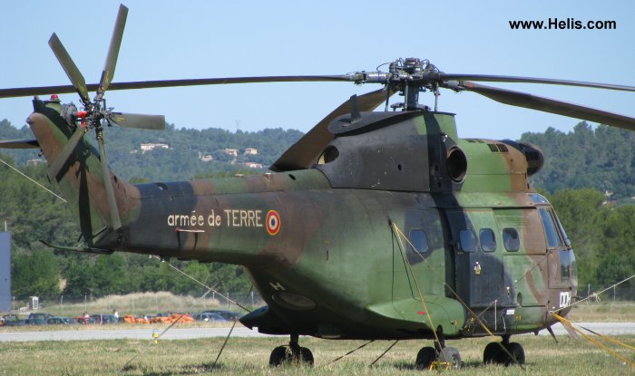Helicopter Aerospatiale SA330B Puma Serial 1223 Register 1223 used by Aviation Légère de l'Armée de Terre ALAT (French Army Light Aviation). Aircraft history and location