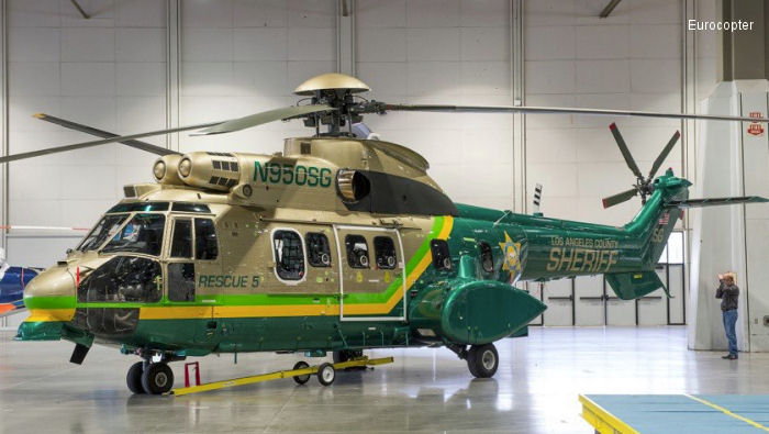 Helicopter Eurocopter AS332L1 Super Puma Serial 9007 Register N950SG N212AE F-WQEF used by LASD (Los Angeles County Sheriff Department) ,Eurocopter France. Aircraft history and location