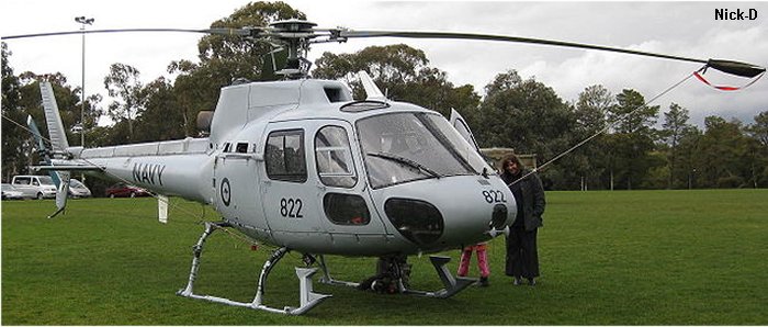 Helicopter Aerospatiale AS350B Ecureuil Serial 1771 Register N22-022 A22-022 used by Fleet Air Arm (RAN) RAN (Royal Australian Navy) ,Royal Australian Air Force RAAF. Aircraft history and location