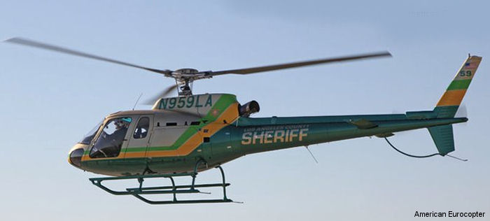 Helicopter Eurocopter AS350B2 Ecureuil Serial 7092 Register N959LA used by LASD (Los Angeles County Sheriff Department). Built 2011. Aircraft history and location