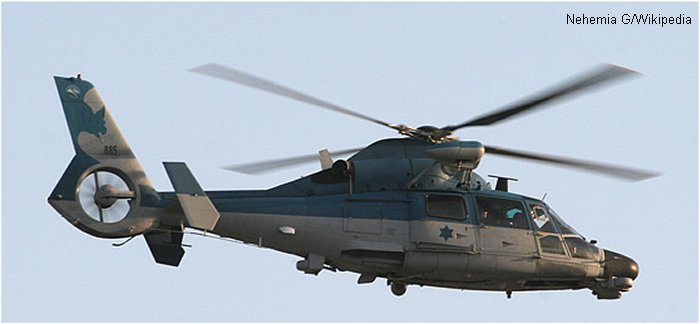 Helicopter Eurocopter AS565MA Panther Serial 6520 Register 885 used by Heil HaYam HaYisraeli (Israeli Navy). Aircraft history and location