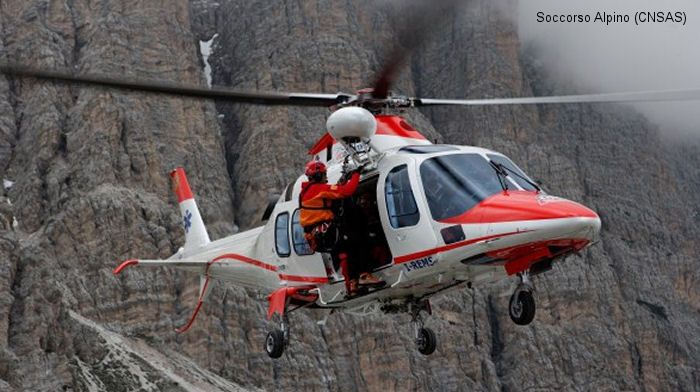 Helicopter AgustaWestland AW109S Grand Serial 22024 Register I-REMS used by INAER Italia ,Soccorso Alpino CNSAS (Italian Mountain Rescue Service) ,Elidolomiti SRL (elidolomiti). Built 2006. Aircraft history and location