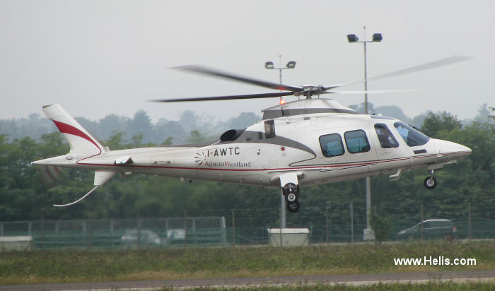 Helicopter AgustaWestland AW109SP GrandNew Serial 22203 Register I-AWTC used by AgustaWestland Italy. Aircraft history and location