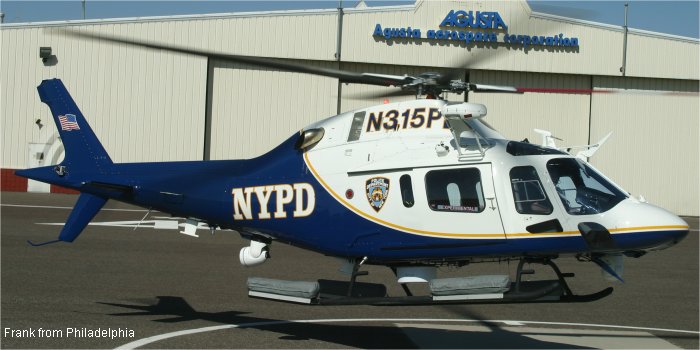 Helicopter Agusta A119 Koala Serial 14035 Register C-GEBA N315PD used by Bell Helicopter ,NYPD (New York City Police Department). Built 2003. Aircraft history and location